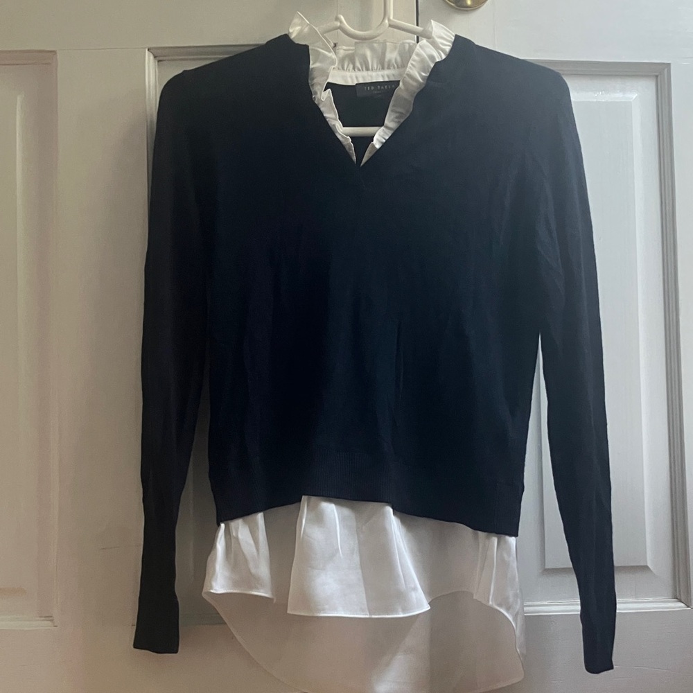 Ted Baker Black and White Layered Look Sweater